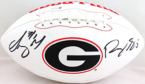 Roquan Smith/Sony Michel Autographed GA Bulldogs Logo Football- Beckett W Black - 757 Sports Collectibles