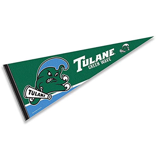 College Flags & Banners Co. Tulane Green Wave Pennant Full Size Felt - 757 Sports Collectibles