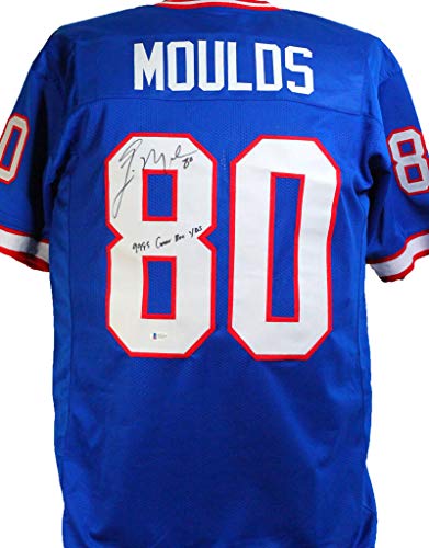 Eric Moulds Autographed Blue Pro Style Jersey W/Insc- Beckett W Black - 757 Sports Collectibles