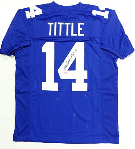 Y.A. Tittle Autographed Blue Pro Style Jersey W/HOF- JSA W Authenticated Up 4 - 757 Sports Collectibles