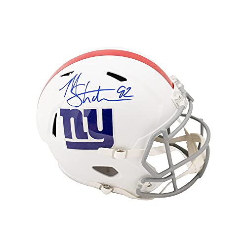 Michael Strahan Autographed Giants Flat White Replica Full-Size Football Helmet - BAS COA - 757 Sports Collectibles