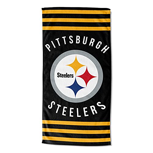 The Northwest Company Northwest NFL Pittsburgh Steelers Stripes Beach Towel, 30" x 60" , Black - 757 Sports Collectibles