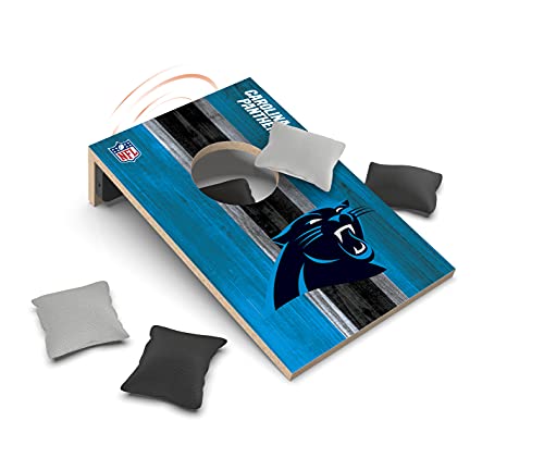 SOAR NFL Tabletop Cornhole Game and Bluetooth Speaker, Carolina Panthers - 757 Sports Collectibles