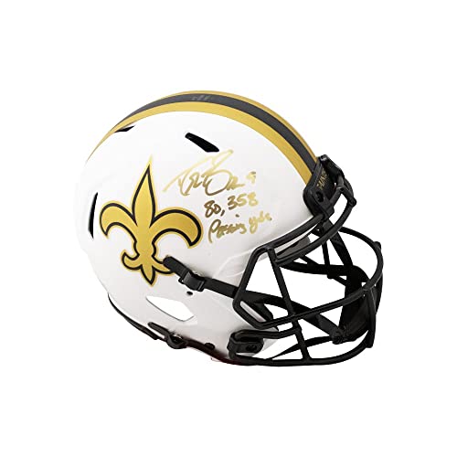 Drew Brees 80358 Passing Yds Autographed New Orleans Lunar Eclipse Authentic Full-Size Helmet - BAS COA - 757 Sports Collectibles