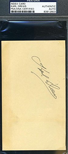 KARL DREWS D.63 PSA/DNA COA HAND SIGNED 3X5 INDEX CARD AUTHENTIC AUTOGRAPH