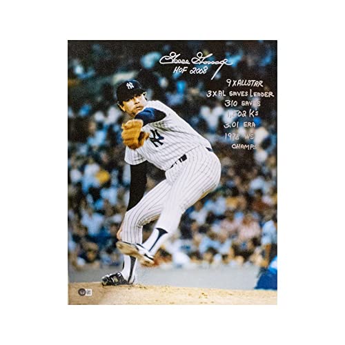 Goose Gossage Stats Autographed New York 16x20 Photo - BAS (7 Inscriptions) - 757 Sports Collectibles