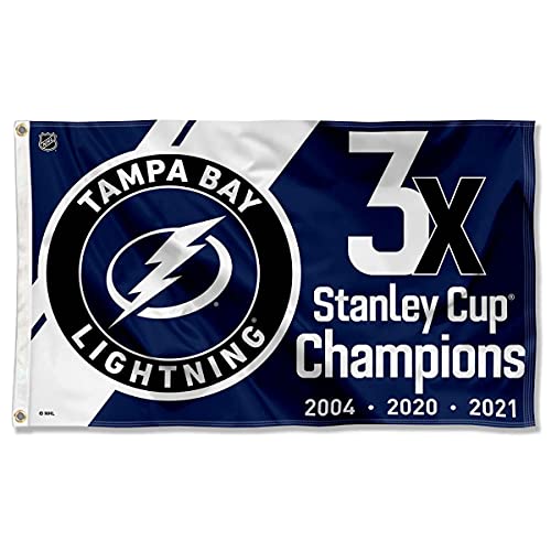 WinCraft Tampa Bay Lightning 3 Time and 2021 Cup Champions Grommet Flag - 757 Sports Collectibles