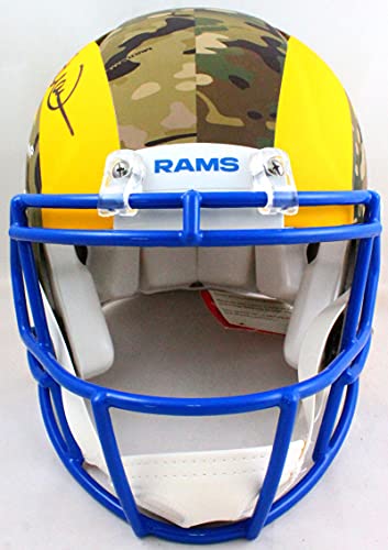 Kurt Warner Signed Rams Authentic Camo Speed F/S Helmet 2Insc- Beckett W B/W - 757 Sports Collectibles