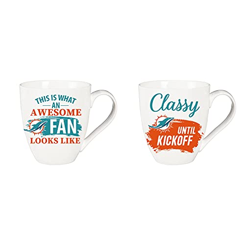 Team Sports America Miami Dolphins, Ceramic Cup O'Java 17oz Gift Set - 757 Sports Collectibles