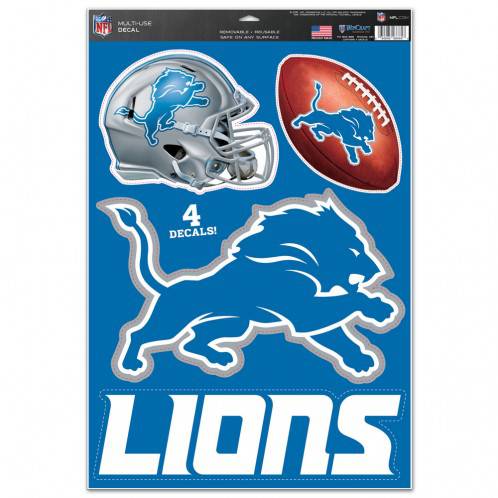 Detroit Lions Multi Use Large Decals (4 Pack) Indoor/Outdoor Repositionable - 757 Sports Collectibles