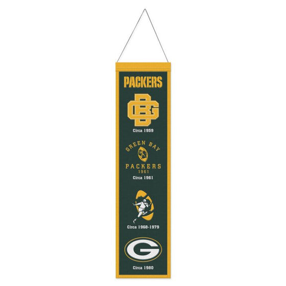 GREEN BAY PACKERS WOOL BANNER 8" X 32" - 757 Sports Collectibles