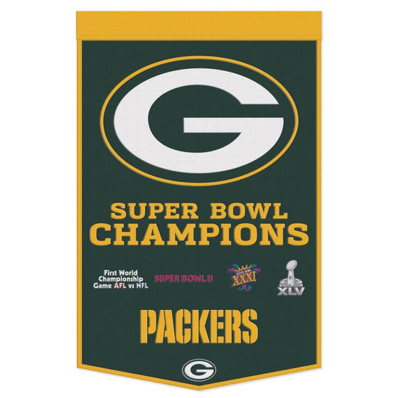 GREEN BAY PACKERS CELEBRATION WOOL BANNER 24" X 38" - 757 Sports Collectibles