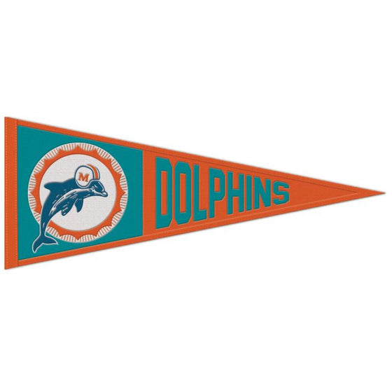 MIAMI DOLPHINS CLASSIC WOOL PENNANT 13" X 32" - 757 Sports Collectibles