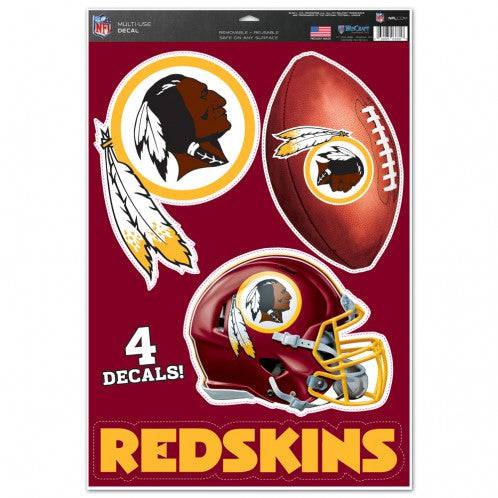 Washington Redskins Multi Use Large Decals (4 Pack) Indoor/Outdoor Repositionable - 757 Sports Collectibles