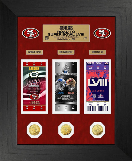 San Francisco 49ers Road to Super Bowl 58 Deluxe Ticket and Gold Coin Photo Mint