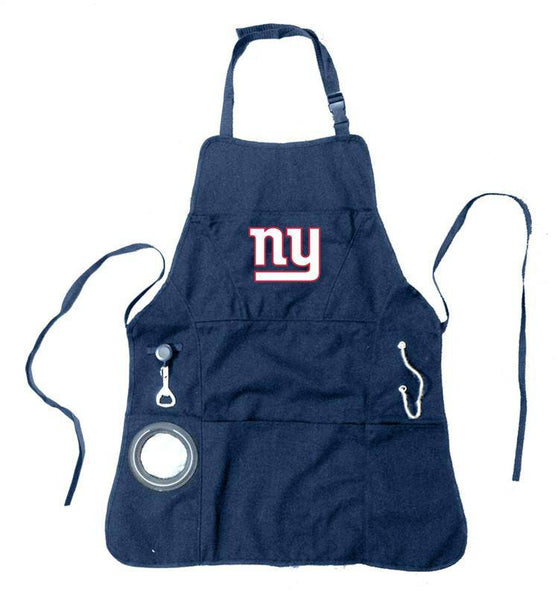 New York Giants Grilling Apron Embroidered Logo Can Holder Retractable Bottle Opener - 757 Sports Collectibles