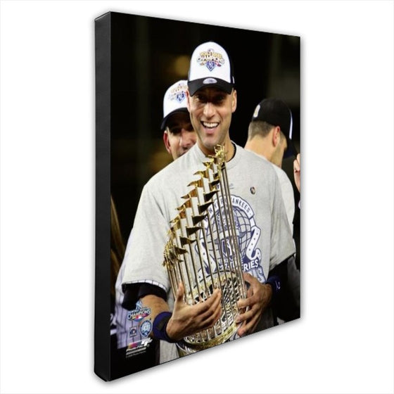 New York Yankees Derek Jeter "World Series Trophy" Stretched 11x14 Canvas