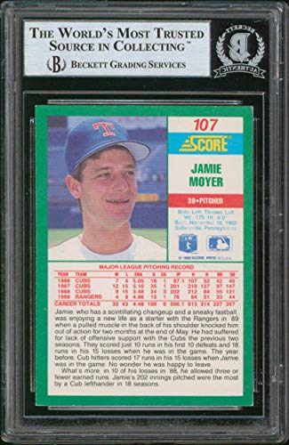 Rangers Jamie Moyer Authentic Signed 1990 Score #107B Card BAS Slabbed - 757 Sports Collectibles