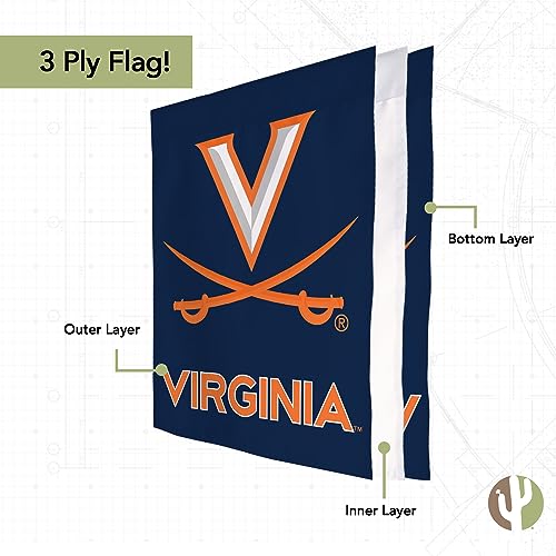 University of Virginia Flag Double Sided 3-Ply Cavaliers UVA Wahoos Flags Banners 100% Polyester Indoor Outdoor (House Flag A) - 757 Sports Collectibles