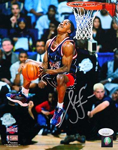 Steve Francis Signed Rockets 8x10 FP Photo Backward Dunk - JSA Witness Silver - 757 Sports Collectibles