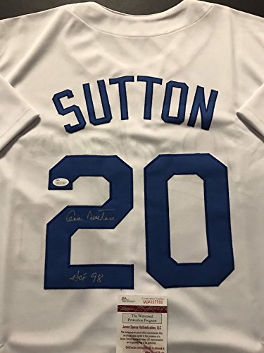 Autographed/Signed Don Sutton"HOF 98" Los Angeles LA White Baseball Jersey JSA COA