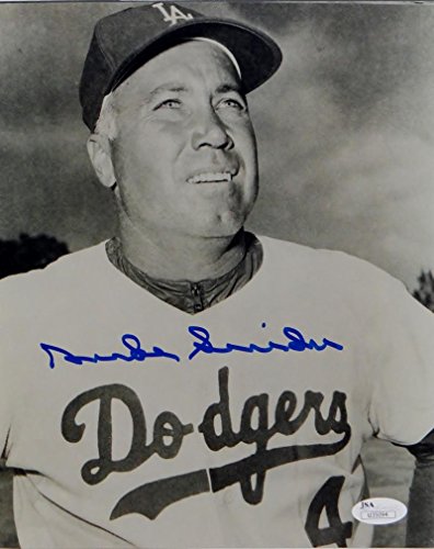 Duke Snider Autographed Dodgers 8x10 BW Close Up Photo- JSA Auth Blue