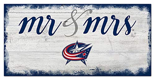 Fan Creations NHL Columbus Blue Jackets Unisex Columbus Blue Jackets Script Mr & Mrs Sign, Team Color, 6 x 12 - 757 Sports Collectibles