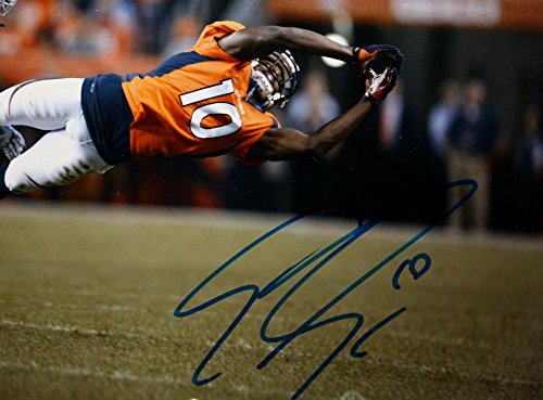 Emmanuel Sanders Autographed Broncos 8x10 Diving for Ball Photo- JSA W Auth - 757 Sports Collectibles