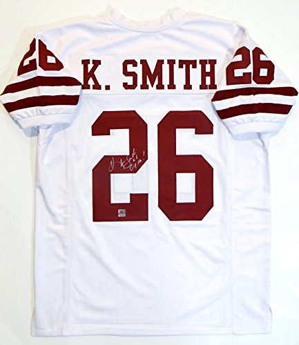 Kevin Smith Signed White College Style Jersey w/ Insc- The Jersey Source Auth 2