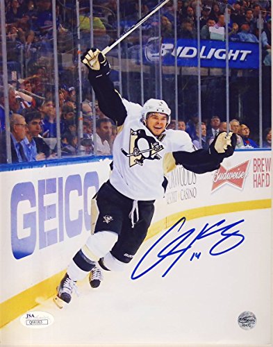 Chris Kunitz Pittsburgh Penguins White Jersey Signed 8X10 Color Photo JSA 136817