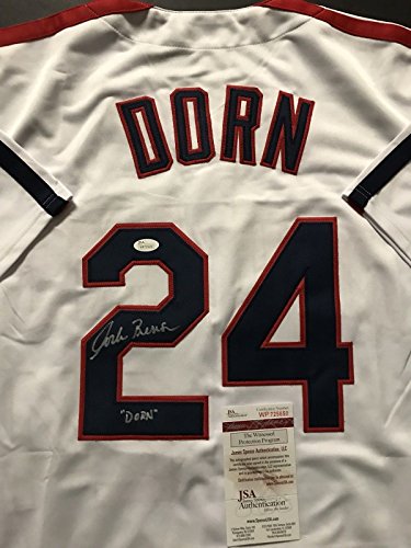 Autographed/Signed Corbin Bernsen"Roger Dorn" Major League Cleveland Baseball Jersey JSA COA