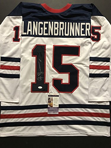 Autographed/Signed Jamie Langenbrunner Team USA United States White Hockey Jersey JSA COA - 757 Sports Collectibles