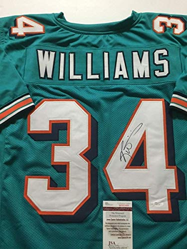 Autographed/Signed Ricky Williams Miami Teal Football Jersey JSA COA