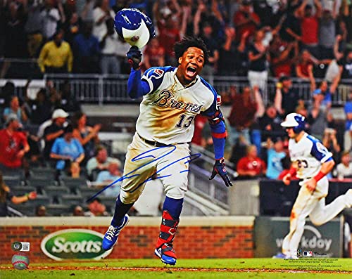 Ronald Acuna Autographed Atlanta Braves Celebration 16x20 Photo- Beckett W Blue - 757 Sports Collectibles