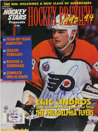 Flyers Eric Lindros Authentic Signed 1993 Hockey Magazine PSA/DNA #Q12286 - 757 Sports Collectibles