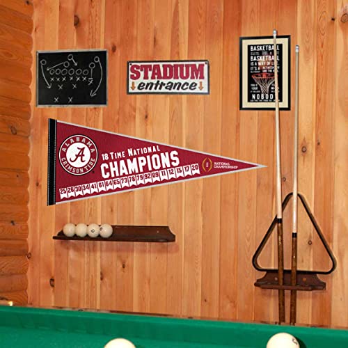 College Flags & Banners Co. Alabama Crimson Tide 18 Time National Football Champions Pennant Flag - 757 Sports Collectibles