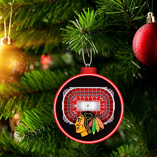 NHL Chicago Blackhawks - United Center 3D StadiumView Ornament3D StadiumView Ornament, Team Colors, Large - 757 Sports Collectibles