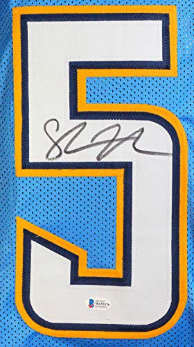 Shawne Merriman Autographed Lt. Blue Pro Style Jersey - Beckett W Auth - 757 Sports Collectibles