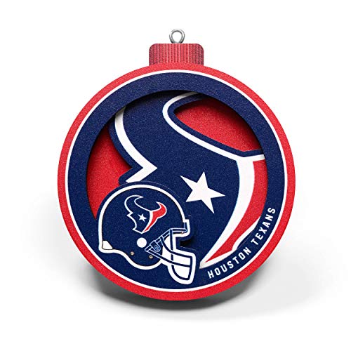 YouTheFan NFL Houston Texans 3D Logo Series Ornament, team colors - 757 Sports Collectibles