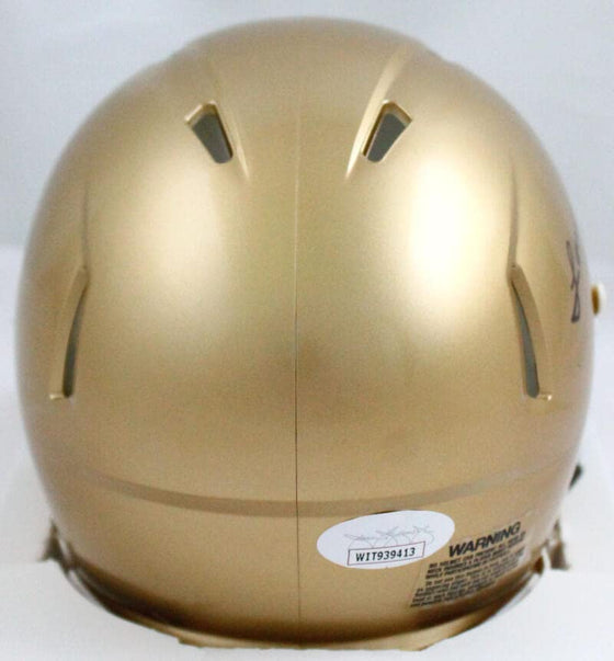 Lou Holtz Autographed Notre Dame Fighting Irish Speed Mini Helmet- JSA W Black - 757 Sports Collectibles