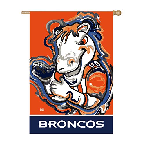 Team Sports America Denver Broncos, Embossed Suede Indoor Outdoor Flag Justin Patten - 757 Sports Collectibles