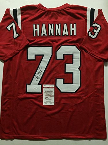 Autographed/Signed John Hannah"HOF 91" New England Red Football Jersey JSA COA - 757 Sports Collectibles