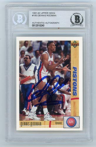 Dennis Rodman 1991-92 Upper Deck Autographed Card #185 - BAS - 757 Sports Collectibles