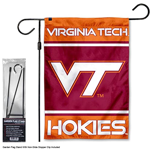 Virginia Tech Hokies Garden Banner Flag with Flag Pole Stand Set - 757 Sports Collectibles