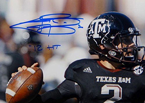 Johnny Manziel Autographed Blue Texas AM 8x10 Close Up Photo W/ HT- JSA W Auth - 757 Sports Collectibles