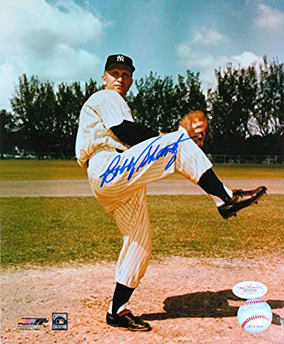 Bobby Shantz Autographed New York Yankees 8x10 Pitching Photo- JSA Blue - 757 Sports Collectibles