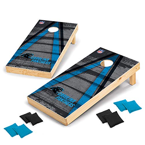 Wild Sports NFL Carolina Panthers 2' x 4' Direct Print Vintage Triangle Wood Tournament Cornhole Set, Team Color - 757 Sports Collectibles