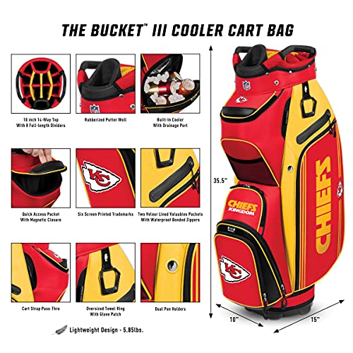 Kansas City Chiefs Bucket III Cooler Cart Golf Bag - 757 Sports Collectibles