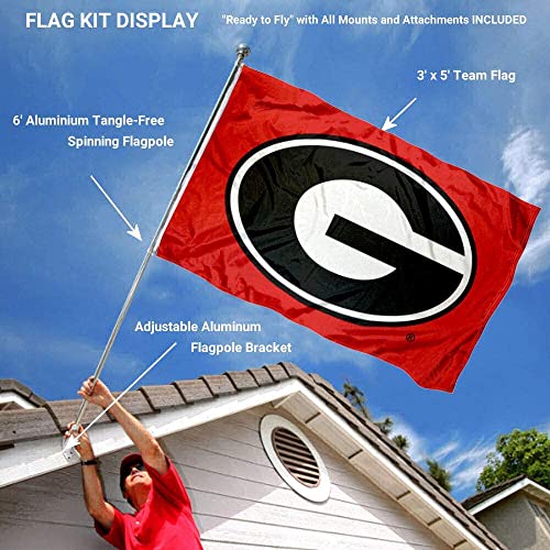 University of Georgia Polyester Flag and Pole Bracket Mount Bundle - 757 Sports Collectibles