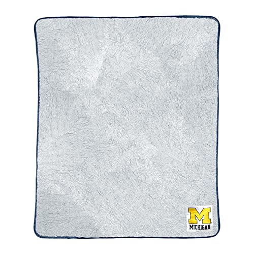 Northwest College Soft Two-Tone Sherpa Throw, 50" x 60" Blanket, Officially Licensed for Bedding, Sofa, or Gameday, Frosty Fleece Cover (Michigan Wolverines - Blue,) - 757 Sports Collectibles